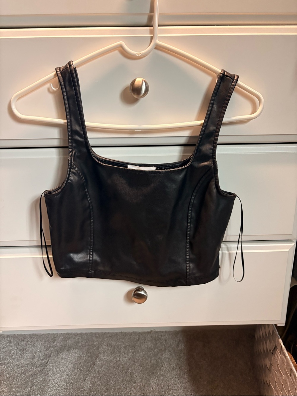 Olive & Oak Black Faux Leather Cropped Tank